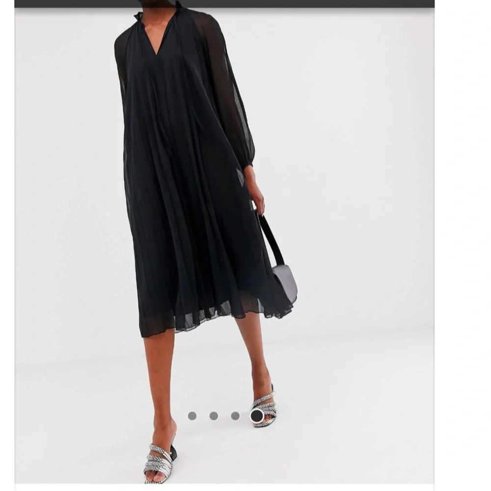 ASOS DESIGN pleated trapeze midi dress with long sleeves - Picture 5 of 8